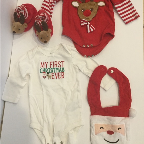 Carter/'s Baby Bib /"My First Christmas/" One Size NWT